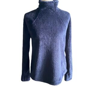 JOY LAB-NAVY BLUE FLUFFY HIGH NECK SWEATER-SIZE SMALL